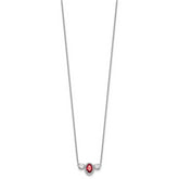 14k White Gold 1 1/8 carat Lab Grown Diamond VS/SI+ G+ and Created Ruby Complete Three Stone 16 inch Necklace
